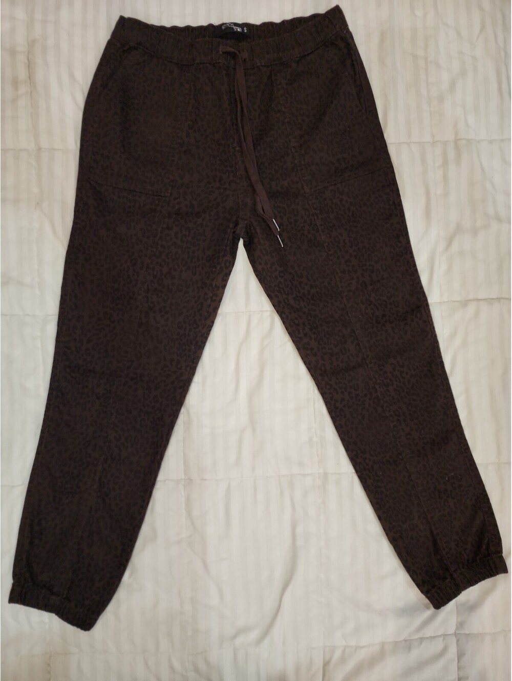 Stitch Star Women's Brown Animal Print Jogger Pants Size S Regular Pockets 11105